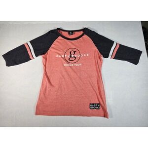 Garth Brooks World Tour Raglan Shirt XL Coral Grey 3/4 Sleeve Brooks 7 Graphic